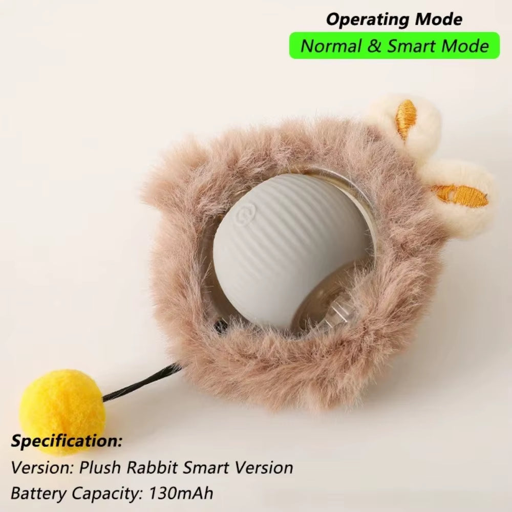 Smart Interactive Cat and Dog Toy - Automatic Rolling Ball with Faux Tail, Rechargeable and Designed for Training and Play