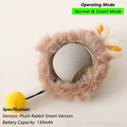 Smart Interactive Cat and Dog Toy - Automatic Rolling Ball with Faux Tail, Rechargeable and Designed for Training and Play