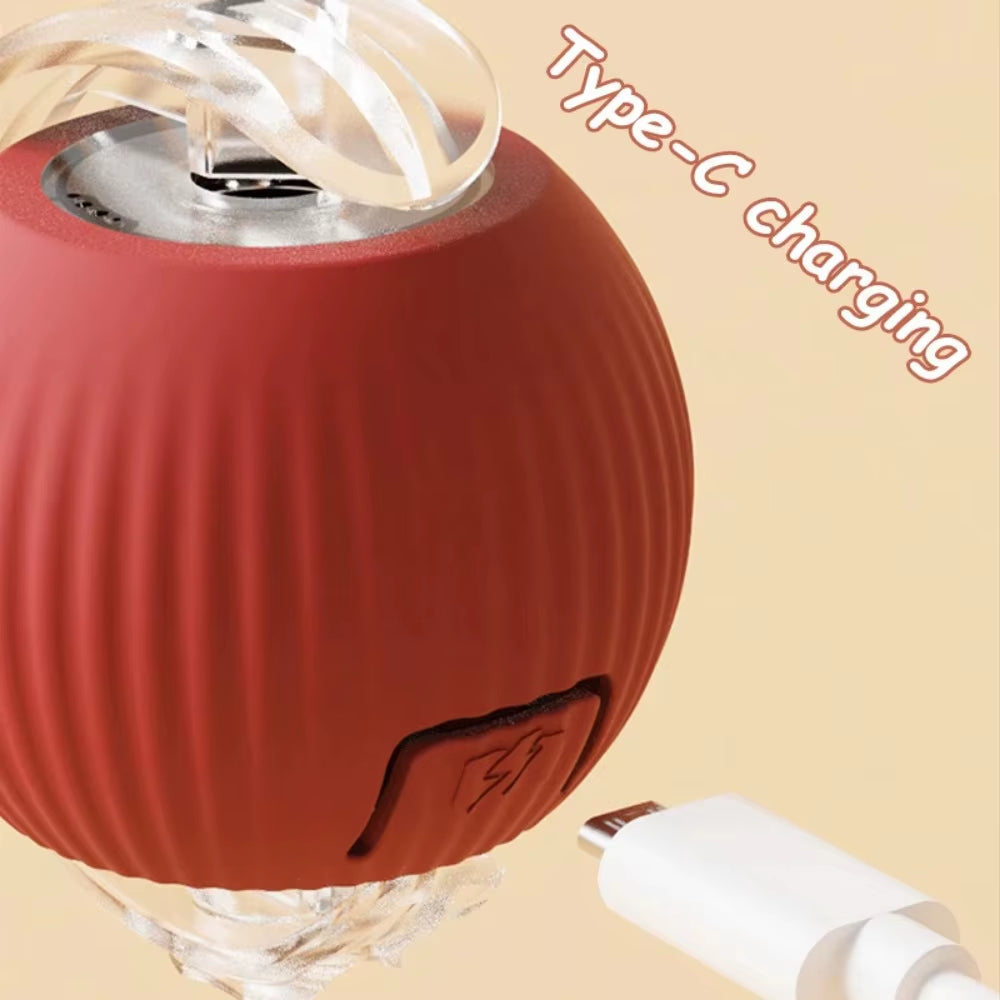 Smart Interactive Cat and Dog Toy - Automatic Rolling Ball with Faux Tail, Rechargeable and Designed for Training and Play
