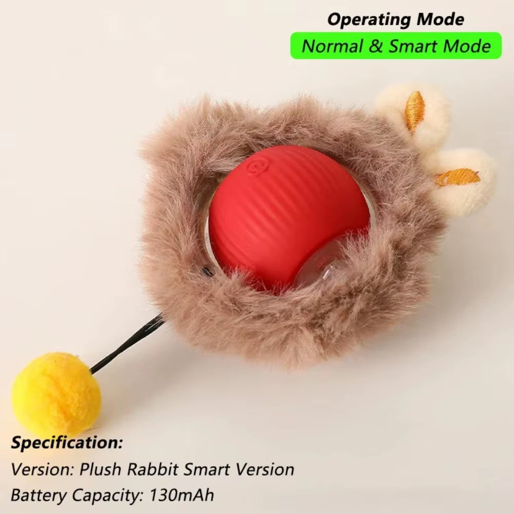 Smart Interactive Cat and Dog Toy - Automatic Rolling Ball with Faux Tail, Rechargeable and Designed for Training and Play