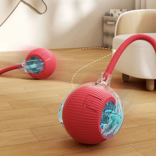 Smart Interactive Cat and Dog Toy - Automatic Rolling Ball with Faux Tail, Rechargeable and Designed for Training and Play