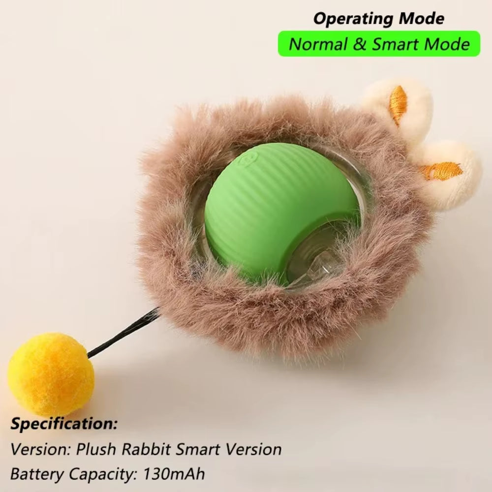 Smart Interactive Cat and Dog Toy - Automatic Rolling Ball with Faux Tail, Rechargeable and Designed for Training and Play